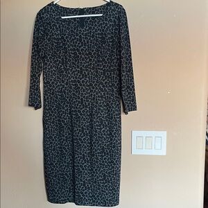Talbots Black Animal Print Long Sleeve Dress